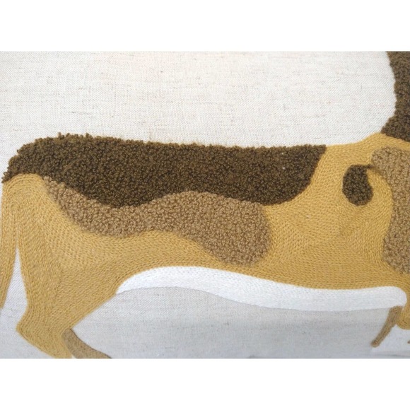 ENVOUGE 19 x 12 Lumbar Throw Pillow Dachshund Weiner Dog Linen Blend (?) Tan - Picture 4 of 9